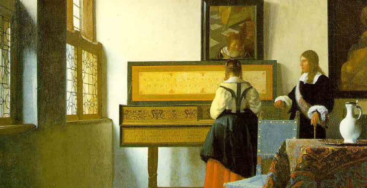 La leçon de musique, Vermeer, 1662-1664, ollection de sa majesté la reine Élisabeth II, palais de Buckingham, Londres