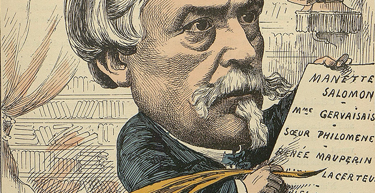 Edmond de Goncourt en couverture du journal "Les Hommes d'aujourd'hui : portraits à charge" - 1883 (bibliothèque Forney)