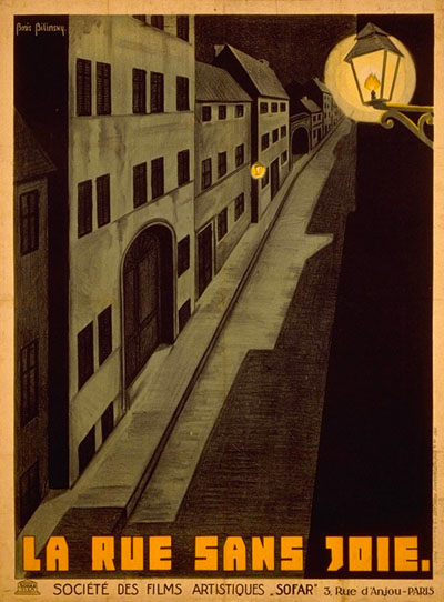 La rue sans joie / Die Freudlose Gasse – 1925 (affiche du film de Georg Wilhelm Pabst). Illustration : Boris Bilinsky (1900-1948)