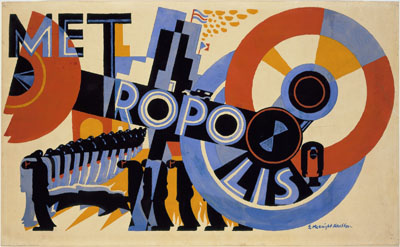 Metropolis – 1927 (affiche pour le film de Fritz Lang). Gouache d’Edward McKnight Kauffer (1890-1954)