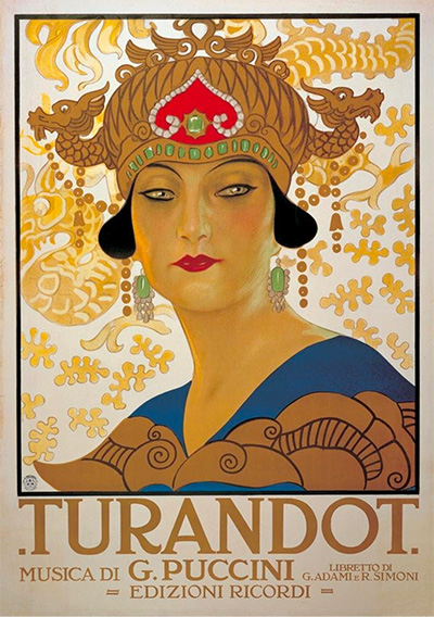 Turandot- 1926 (affiche). Illustration : Leopoldo Metlicovitz  (1868 - 1944)