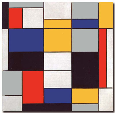 Composition A, composition avec noir, rouge, gris, jaune et bleu – 1920. Piet Mondrian (1872-1944)