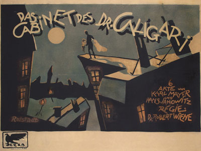 Le cabinet du Docteur Caligari / Das cabinett des Dr. Caligari  - 1920 (affiche du film de Robert Wiene). Illustration : Fritz Rotstadt (1898-1976)