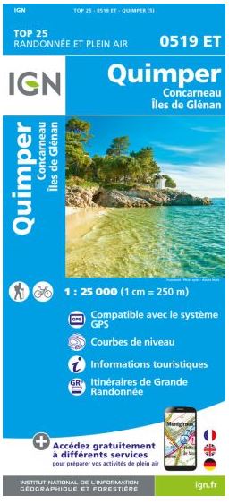 Quimper : Concarneau, îles de Glénan | Institut national de l'information géographique et forestière (France). Cartographe