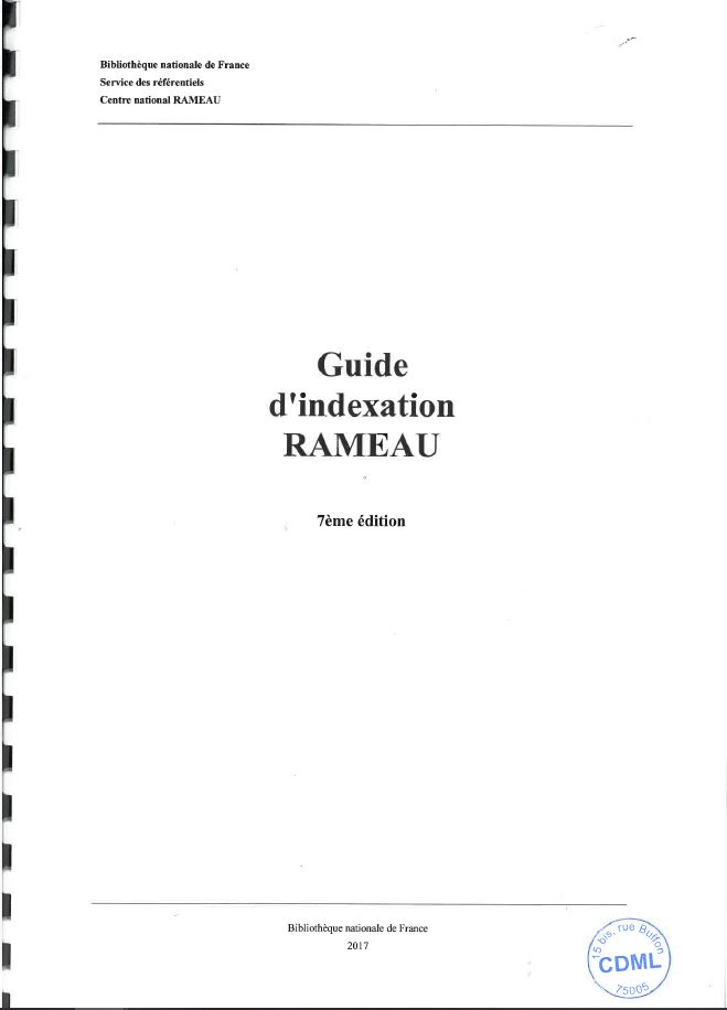 Guide d'indexation RAMEAU | Bibliothèque nationale de France. Centre national RAMEAU. Auteur