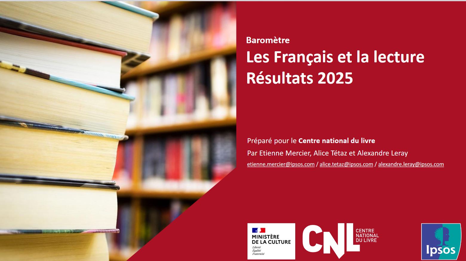 Les Français et la lecture : résultats 2025 : baromètre | Centre national du livre (France). Éditeur scientifique